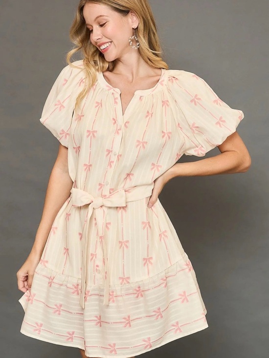 Umgee Dresses & Skirts - K9347 Ribbon Print Mini Dress